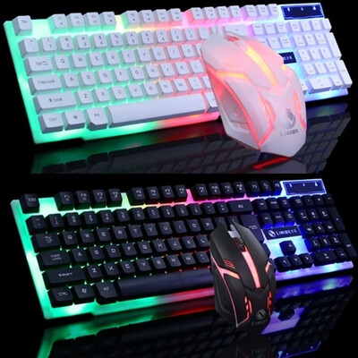 

NEW BlackWhite Backlit Keyboard&Mouse Set USB Wired Keyboard Mouse Glow Game Suit