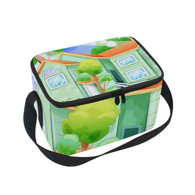

ALAZA Insulated Lunch Box Sunshine House Lunch Bag for Men Women Portable Tote Bag Cooler Bag