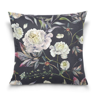 

ALAZA Throw Pillow Cover 16 X 16 inch Christmas Gift Cushion Cover with Flower Pattern Printed Pillowcase