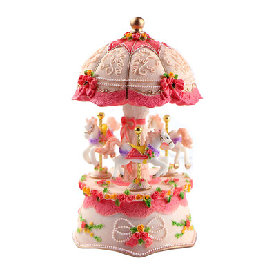 

Carousel Music Box Luxury Color Change Flashing LED Light Luminous Rotating 3-Horse Carousels Horse Melody Music Box Valentines