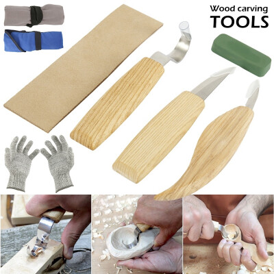 

7pcs Wood Carving Tools Set Hand Wood Carving Knife Tools Hook Spoon Knife Whittling Knives with Bag Gloves