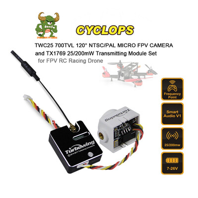 

Turbowing CYCLOPS TWC25 700TVL 120° NTSCPAL Micro FPV Camera&25200mW Transmitter Module Set for RC Racing Drone Quadcopter
