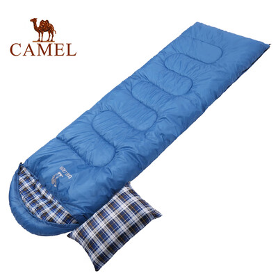 

Camel sleeping bag outdoor travel autumn&winter thick camping cold single can be stitched sleeping bag portable compartment dirty A8W03004 blue right 18KG