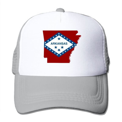 

POIWRI Arkansas Flag And Territorial Map Sun-proof Adjustable Printing Snapback Mesh Hat Baseball Mesh Cap Trucker Hat