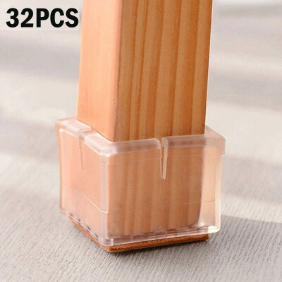 

3216PCS Square Transparent Silicone Table Furniture Floor Protectors Chair Leg Cover