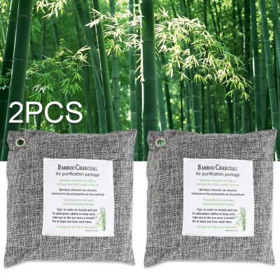 

2pcs Bamboo Charcoal Air Purifying Bag Activated Odor Purifier Home Car Fresher Wardrobe Deodorizer with 2pcs Hook