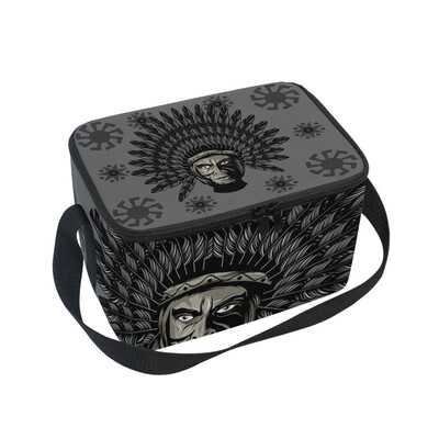 

ALAZA Insulated Lunch Box Tribal Man Lunch Bag for Men Women Portable Tote Bag Cooler Bag