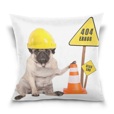 

ALAZA Throw Pillow Case Decorative Pillow Covers 16 X 16 inch Pug Dog With Safety Helmet Pattern Pillowcase