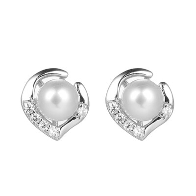 

Fashion 925 Sterling Silver Embedded Crystal Pearl Diamond Ear Studs Women Earrings