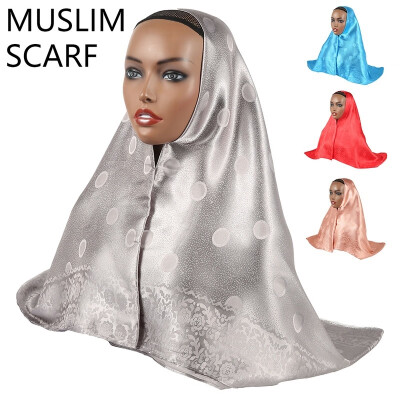 

110CM Malaysia Muslim Hijab Caps Plain Weave Long Turban Jacquard Headwrap Scarves