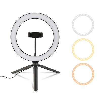 

Willstar 10" USB 3-Color LED Dimmable Ring Fill Light with Stand Tripod&Phone Holder for Live Broadcast Tiktok Ins Picture