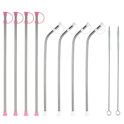 

10pcsset 105" Stainless Steel Straws with Silicone Dust Cover Reusable Stainless Steel Straws Drinking Straw 4 Bent 4 Straight