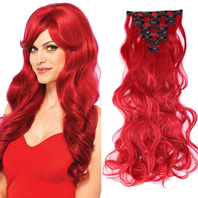 

8 PcsSet Fashion Long Curly Wavy Straight Clip In Hair Extension Sexy Heat Resistant Party Hair Natural Synthetic Hair For Women