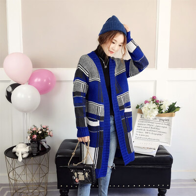 

2018 autumnwinter thickening sweater loose knitted sweater 2018 new cardigan jacket womens long&middle style blouse