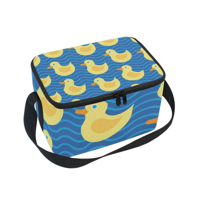 

ALAZA Pattern With Yellow Duck Lunch Box Insulated Lunch Bag Large Cooler Tote Bagfor Kids Men Women