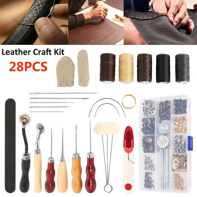 

Willstar Professional Handmade Sewing Leather Craft Tools Kit DIY Punch Stitching Carving Working Accessories