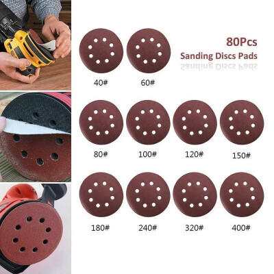 

Willstar 80Pcs 8 Hole Sandpaper Pads Set 125mm 5" 40Grit-400Grit Hook Loop Sanding Discs for Abrasive Polishing Tools