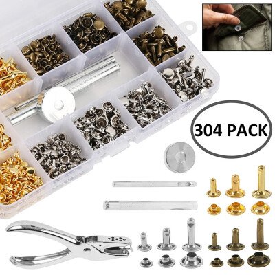 

Willstar 304 PCS Leather Rivets 3 Sizes Double Cap Rivet with Fixing Tool Kit