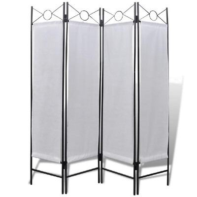 

4-Panel Room Divider Privacy Folding Screen White 5 3" x 5 11"