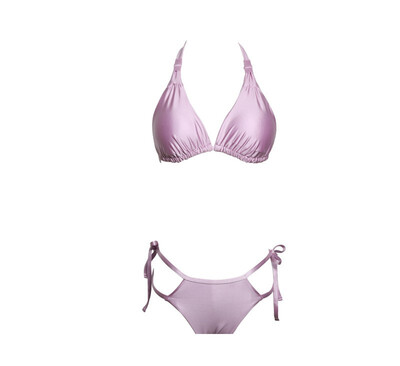 

Womens Sexy Split Swimsuit Oily Cloth Solid Color Pleated Bikini