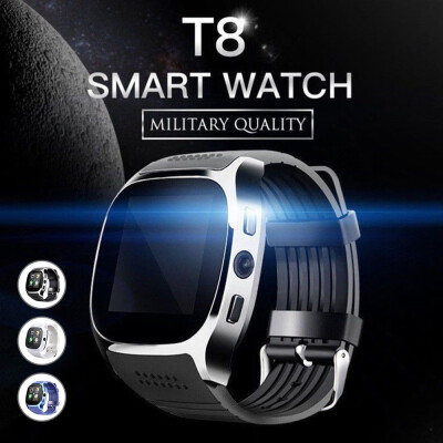 

T8 Bluetooth Smart Watch With Camera Music Player Facebook Whatsapp Sync SMS Smartwatch Support SIM TF Card for Android