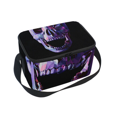 

ALAZA Lunch Box Insulated Lunch Bag Large Cooler Ow Poly Purple Skull Tote Bag