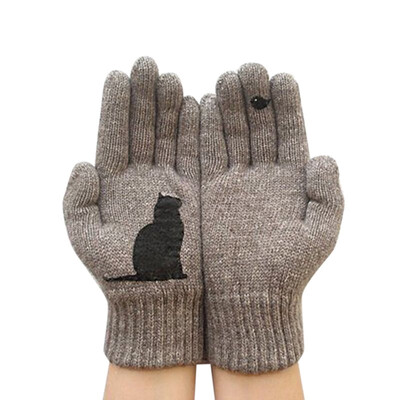 

Cashmere Knitted Gloves Women Men Kids Thick Warm Winter Full Finger Mittens Female Stretch Crochet Solid Wool Screen guantes