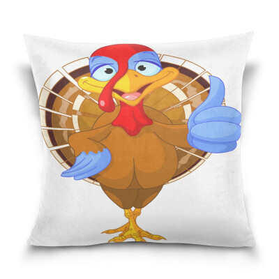 

ALAZA Thanksgiving Throw Pillow Cover 16 X 16 inch Cushion Cover with Cartoon Turkey Printed Pillowcase