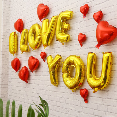 

Ke Liying creative wedding wedding room layout supplies wedding wedding Valentines Day decorative letters aluminum film balloon package iloveyou
