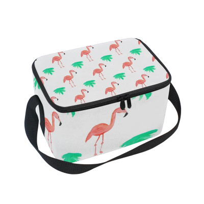 

ALAZA Lunch Box Insulated Flamingo And Leaf Lunch Bag Large Cooler Tote Bagfor Men Women