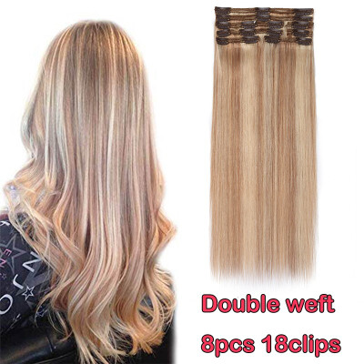 

Clip in 100 Remy Human Hair Extensions Grade 7A Quality Full Head 8pcs 18clips Short Soft Silky Straight for Women Fashion