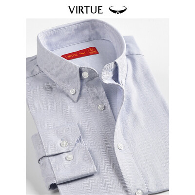 

Virtue rich color texture cotton long-sleeved shirt male 2019 spring new business casual buckle collar shirt male YCF30122506 light gray herringbone pattern 43