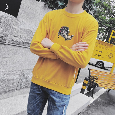 

Japanese new long-sleeved sweater male Korean version of the tide brand student hedging mechanical dog printing sports round neck youth jacket long-sleeved sweater male