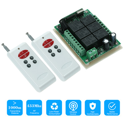 

433Mhz DC 12V 6CH Channel Universal 10A Relay Wireless RF Remote Control Switch Receiver Module&3PCS 6 Key RF 433 Mhz Transmit