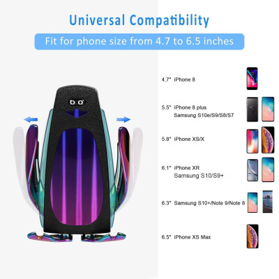 

Fast Wireless Car Charger Automatic Infrared Sensor Easy Operation Auto-Clamp Car Smart Phone Mount Air Vent Holder Charger