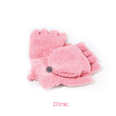 

Girls Coral Velvet Flip Cover Soft Half Finger Winter Hand Warmer Mittens Clamshell Glove Computer Gloves 1 Pair Coffee