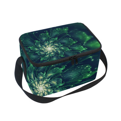 

ALAZA Lunch Box Insulated Lunch Bag Large Cooler Tote Bag Green Flower for Men Women Girls Boys