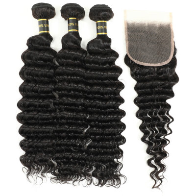 

Amazing Star Deep Wave Bundles with Closure Virgin Brazilian Hair Deep Wave with Closure Crochet Lace Closure with Bundles