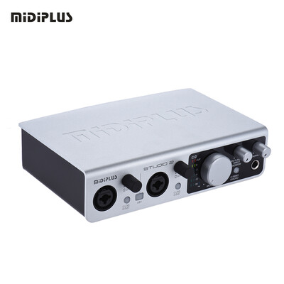 

MIDIPLUS STUDIO 2 USB Audio Interface Sound Card 2 Inputs 2 Outputs 24bit 192kHz High Precision Sampling 48V Phantom Power with U