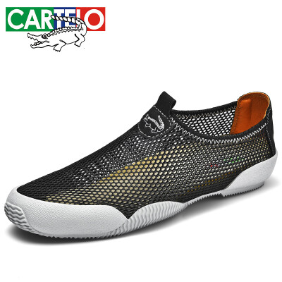 

Cartier crocodile CARTELO comfortable&breathable mens one foot low to help non-slip wear-resistant foot net mesh casual shoes 6303 black 38