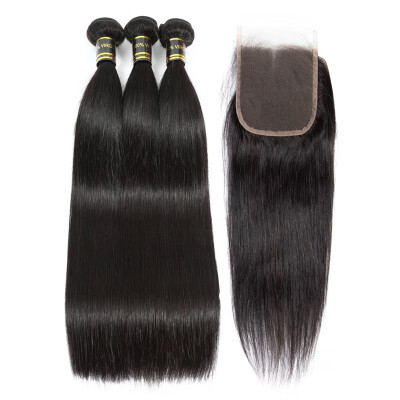 

Amazing Star Human Hair with Closure Straight Hair with Closure Brazilian Virgin Hair Bundles with Closure Free Part