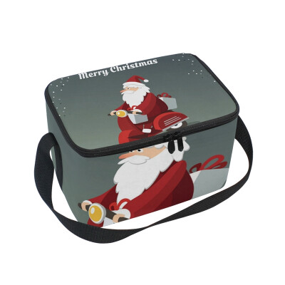 

ALAZA Lunch Box Insulated Lunch Bag Large Cooler Santa Claus Driving Scooter Tote Bag