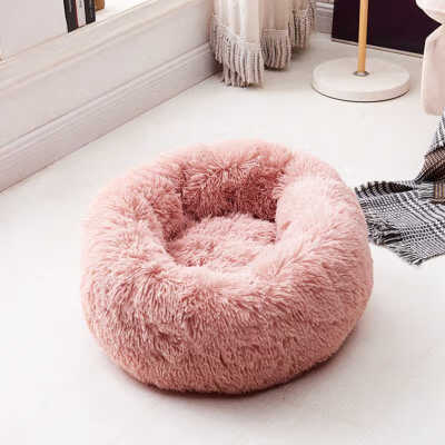 

Round Plush Cat Bed Pet House Soft Fluffy Long Plush Cat Mat Round Dog Bed For Small Dogs Cats Nest Winter Warm Sleeping Bed Mat