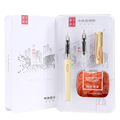 

Hero HERO 368 Mermaid Yellow EFF Double-tip Thin Thick Film Urban Fashion Office Student Word Pen Pen Gift 10 Ink Bags Sheet Metal Gift Set