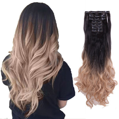 

8 PcsSet Fashion Long Curly Wavy Straight Clip In Hair Extension Sexy Heat Resistant Party Hair Natural Synthetic Hair For Women