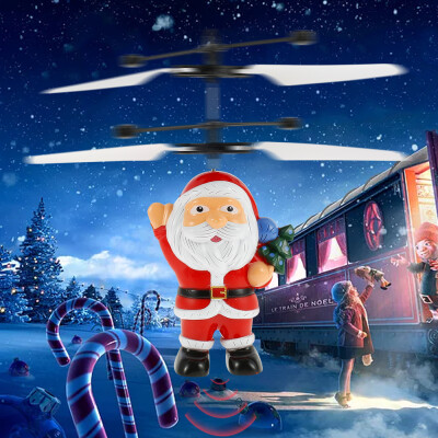 

Willstar Christmas Santa Toy Flying Santa Claus Aircraft Sensor Helicopter Induction Glowing Xmas Toy for Children Kids