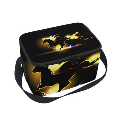 

Lunch Box Insulated Lunch Bag Large Cooler Flashing Horse Tote Bagfor Kids Men Women