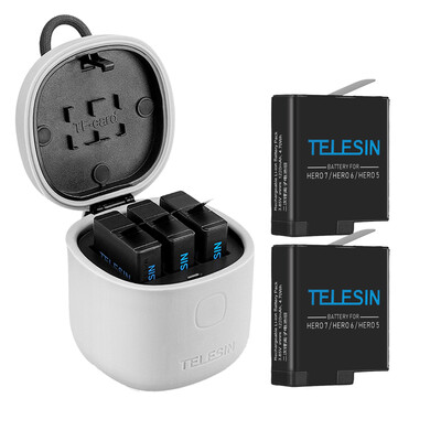 

TELESIN GoPro Battery Charger Hero7 6 5 Accessories Two Electric One Charge Battery Set Supports Three Charges High Speed 30 Read&Write Large Capacity Storage