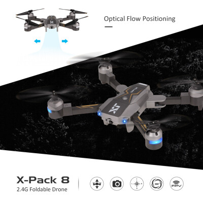 

Attop X-Pack 8 720P Wide Angle Camera Wifi FPV Foldable Drone Altitude Hold Optical Flow Positioning Quadcopter RC Toy Gift