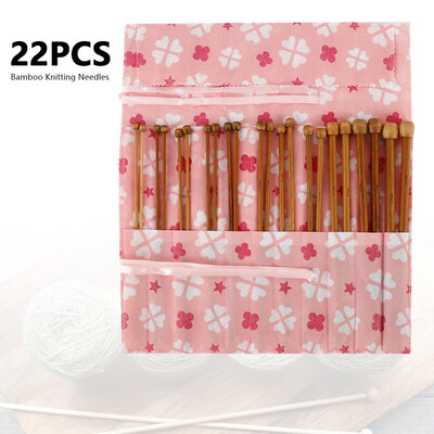 

Willstar 22PCS 3mm-10mm Single Pointed Carbonized Bamboo Knitting Needles Handle Crochet Hooks Sweater Craft